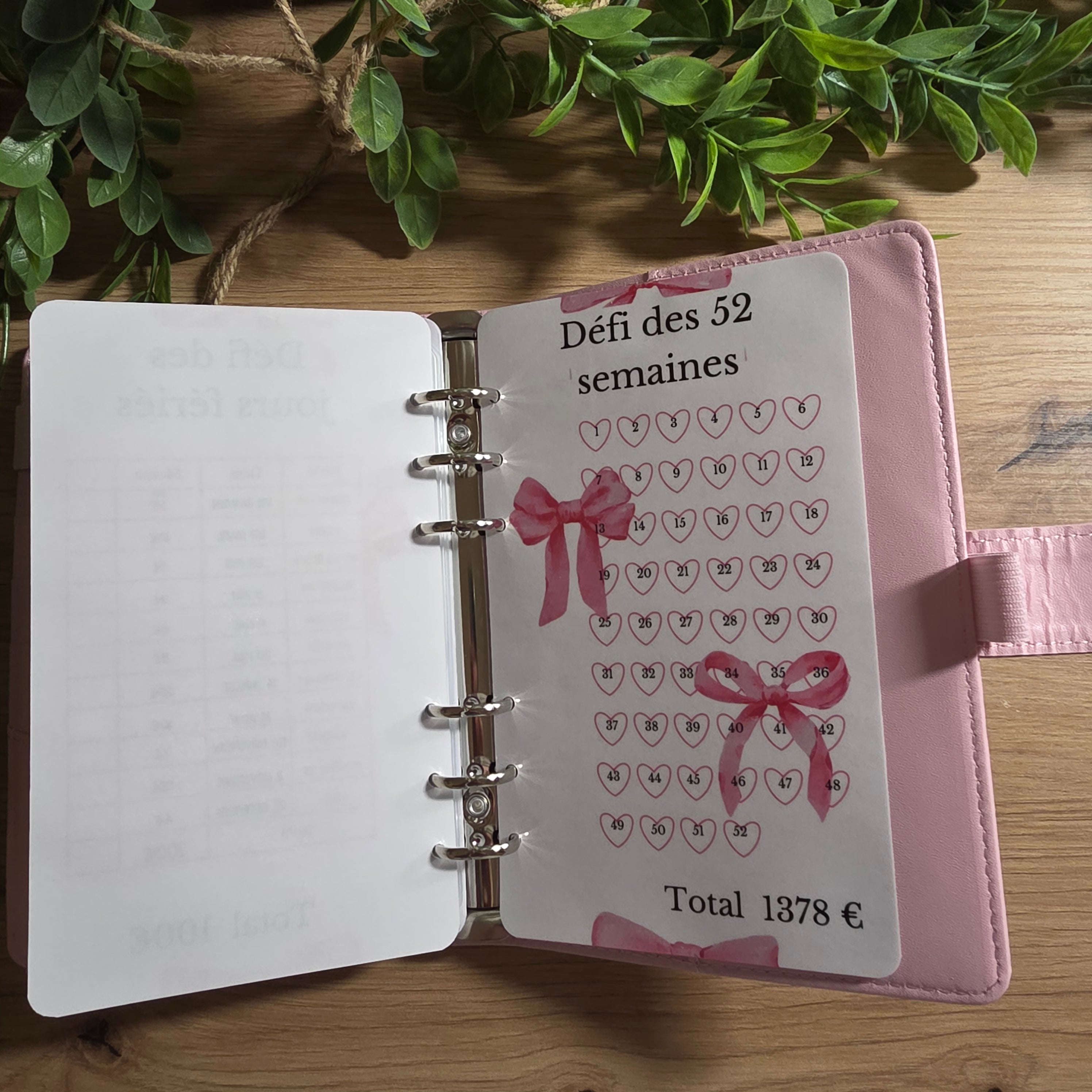Classeur A6 + Kit Complet - Nœud Rose