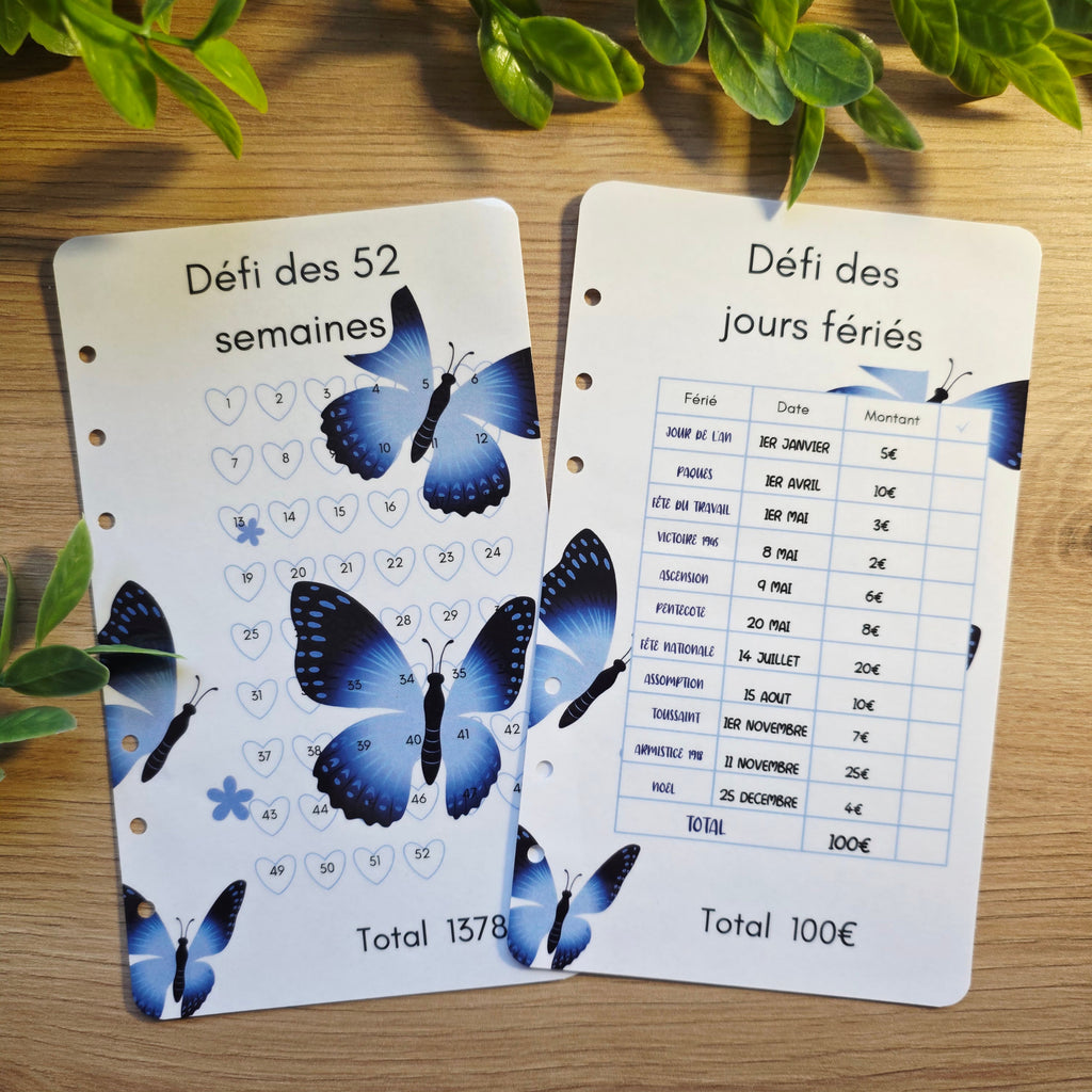 Kit budgétaire A6 - Papillons bleu