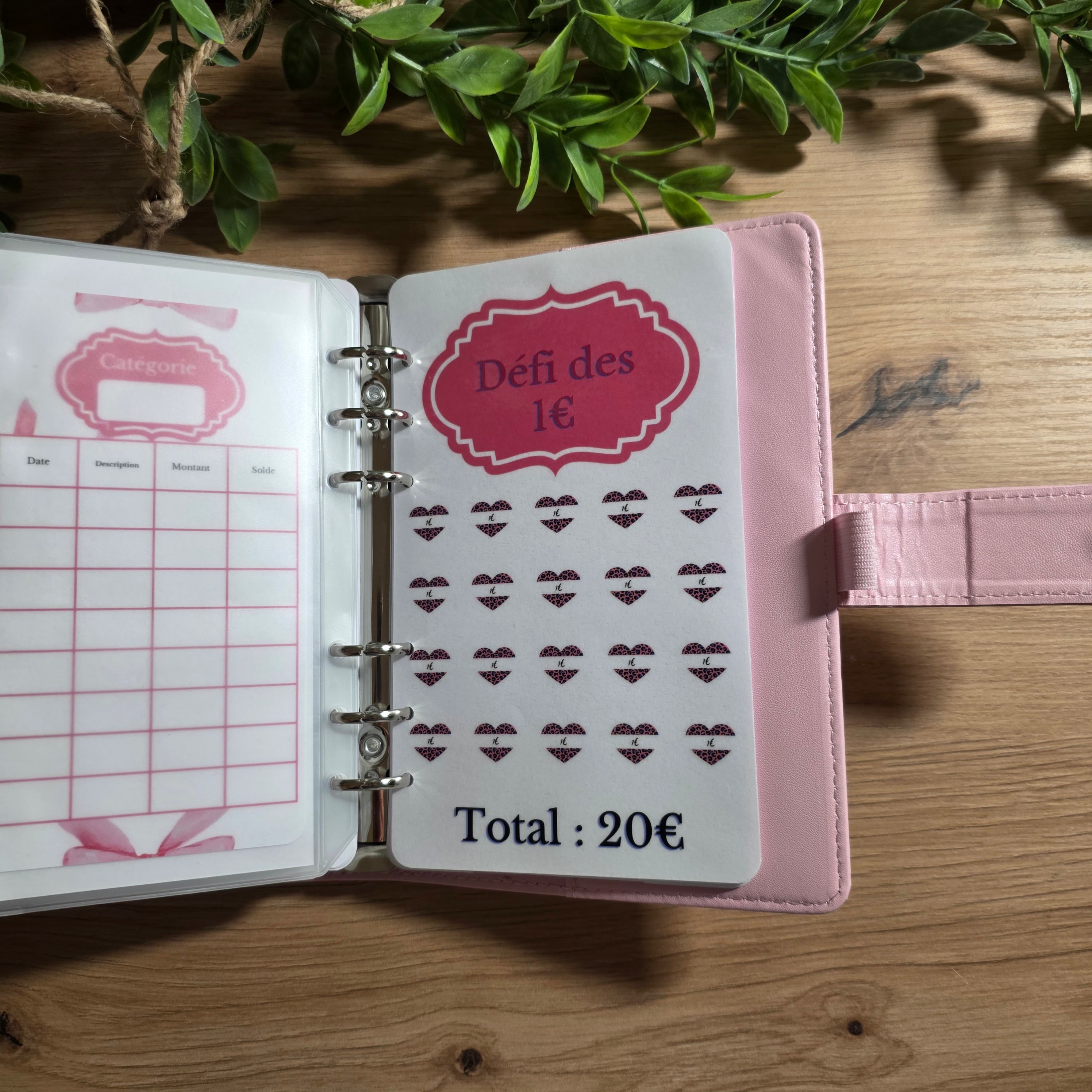 Classeur A6 + Kit Complet - Nœud Rose
