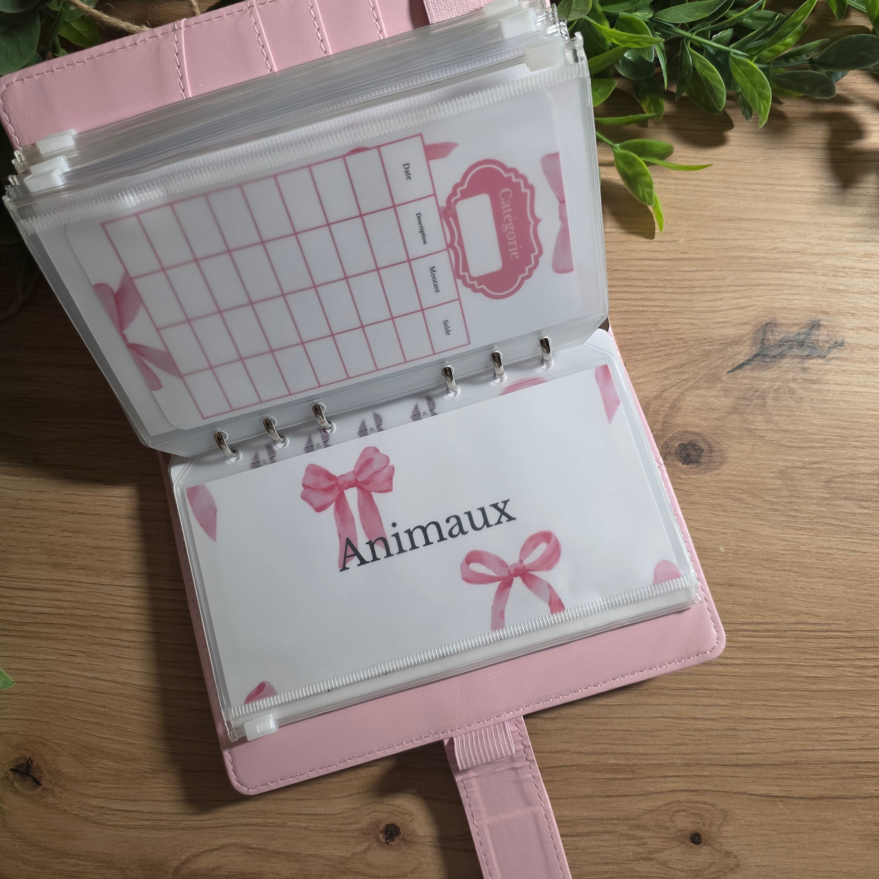 Classeur A6 + Kit Complet - Nœud Rose