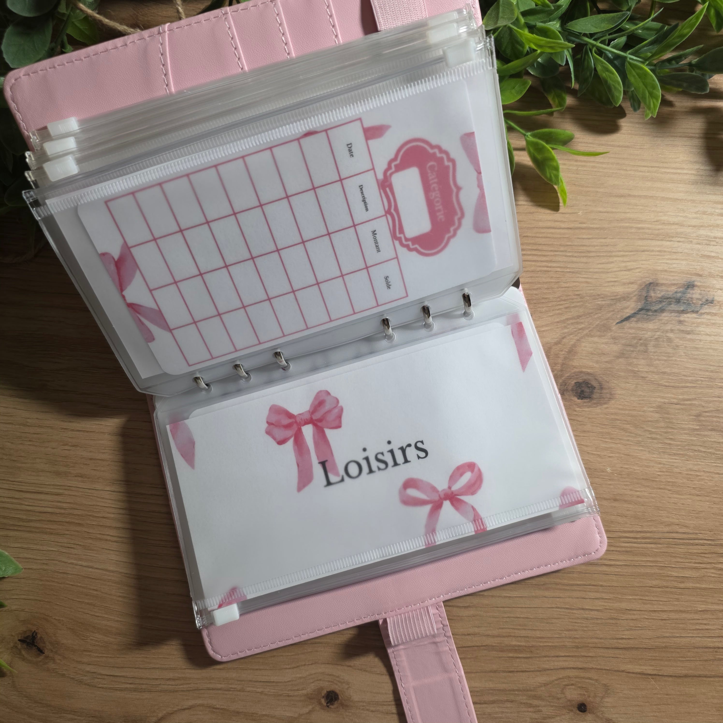 Classeur A6 + Kit Complet - Nœud Rose