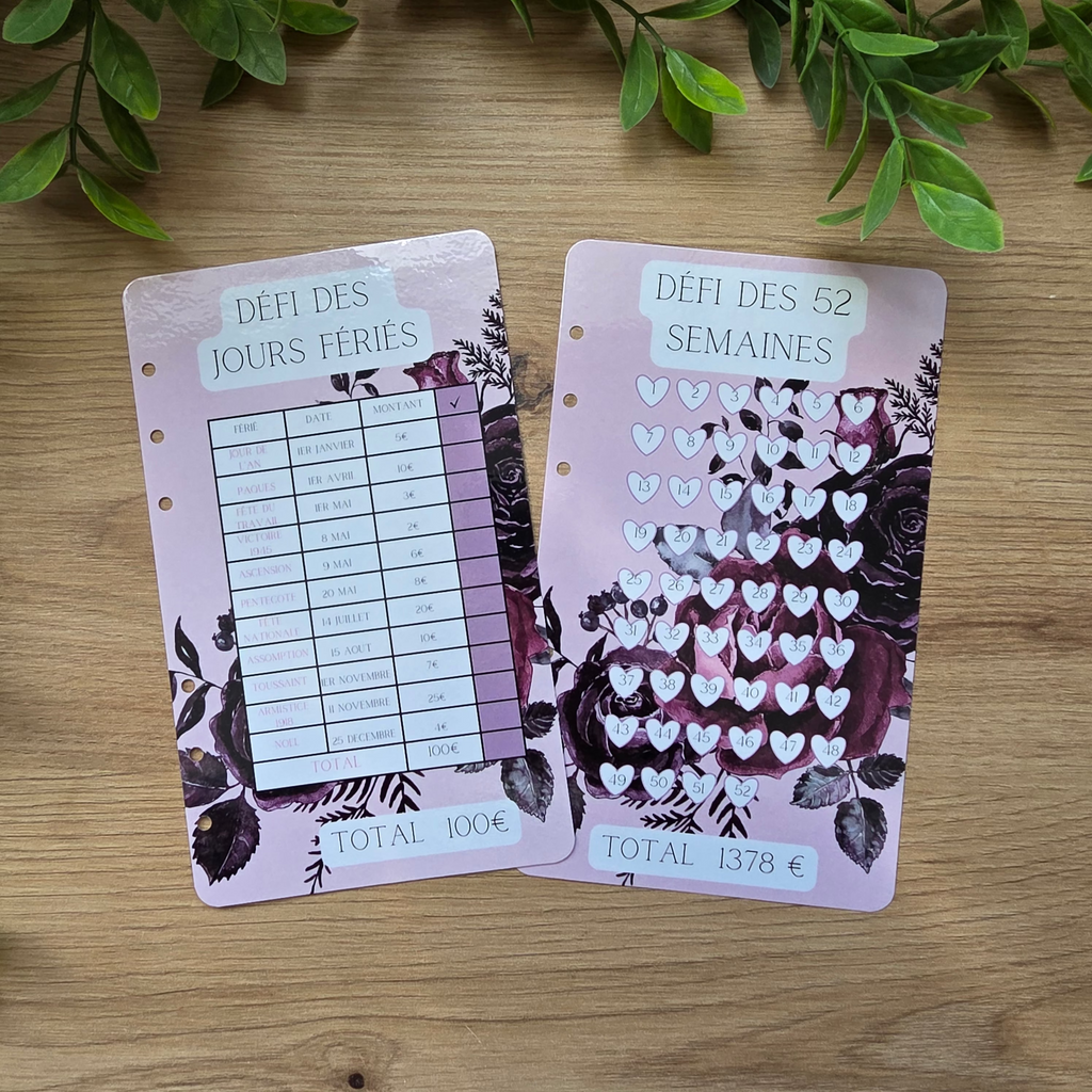 Kit budgétaire Rose noire A6
