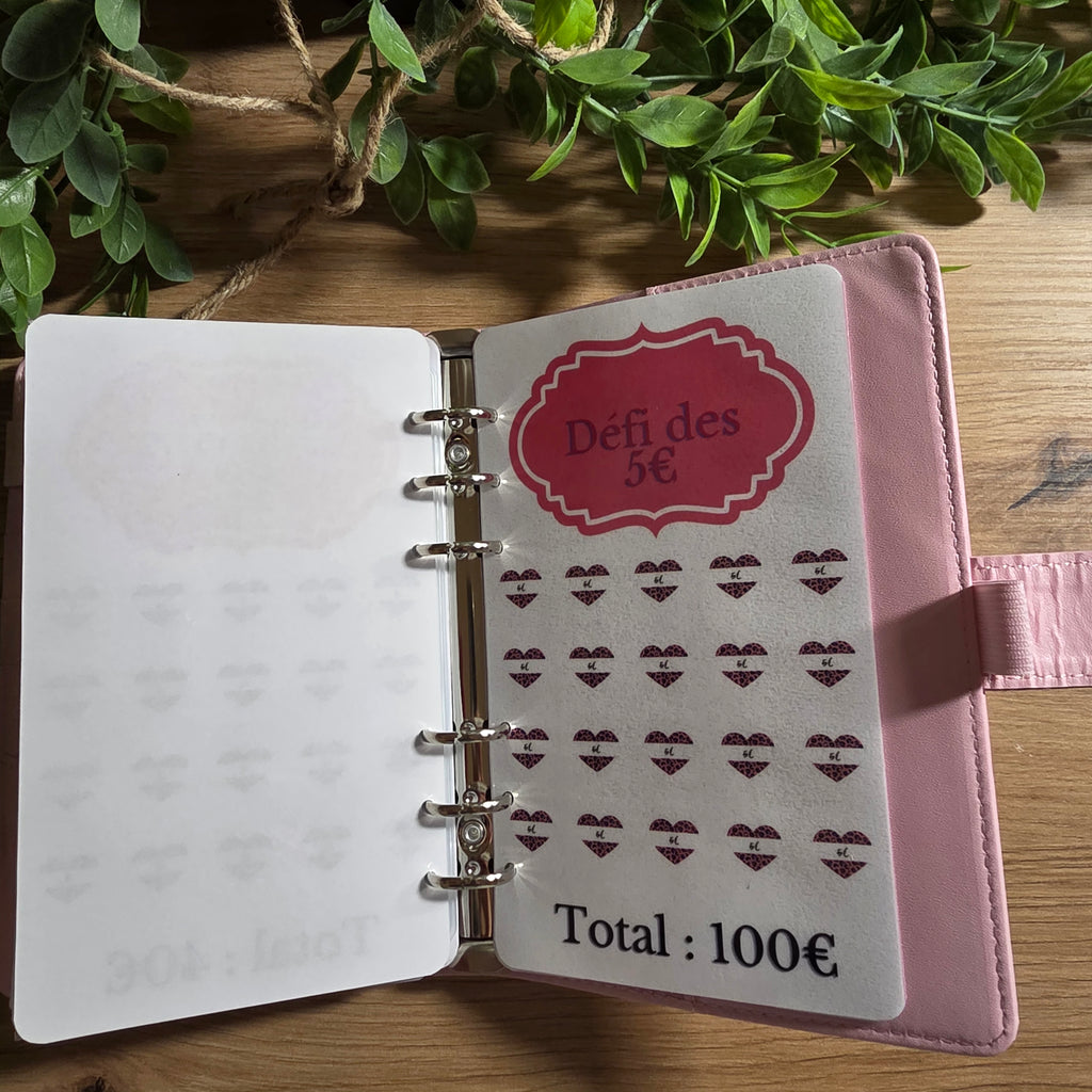 Classeur A6 + Kit Complet - Nœud Rose