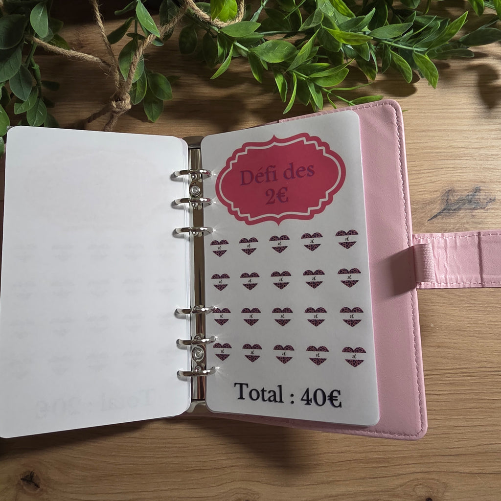 Classeur A6 + Kit Complet - Nœud Rose