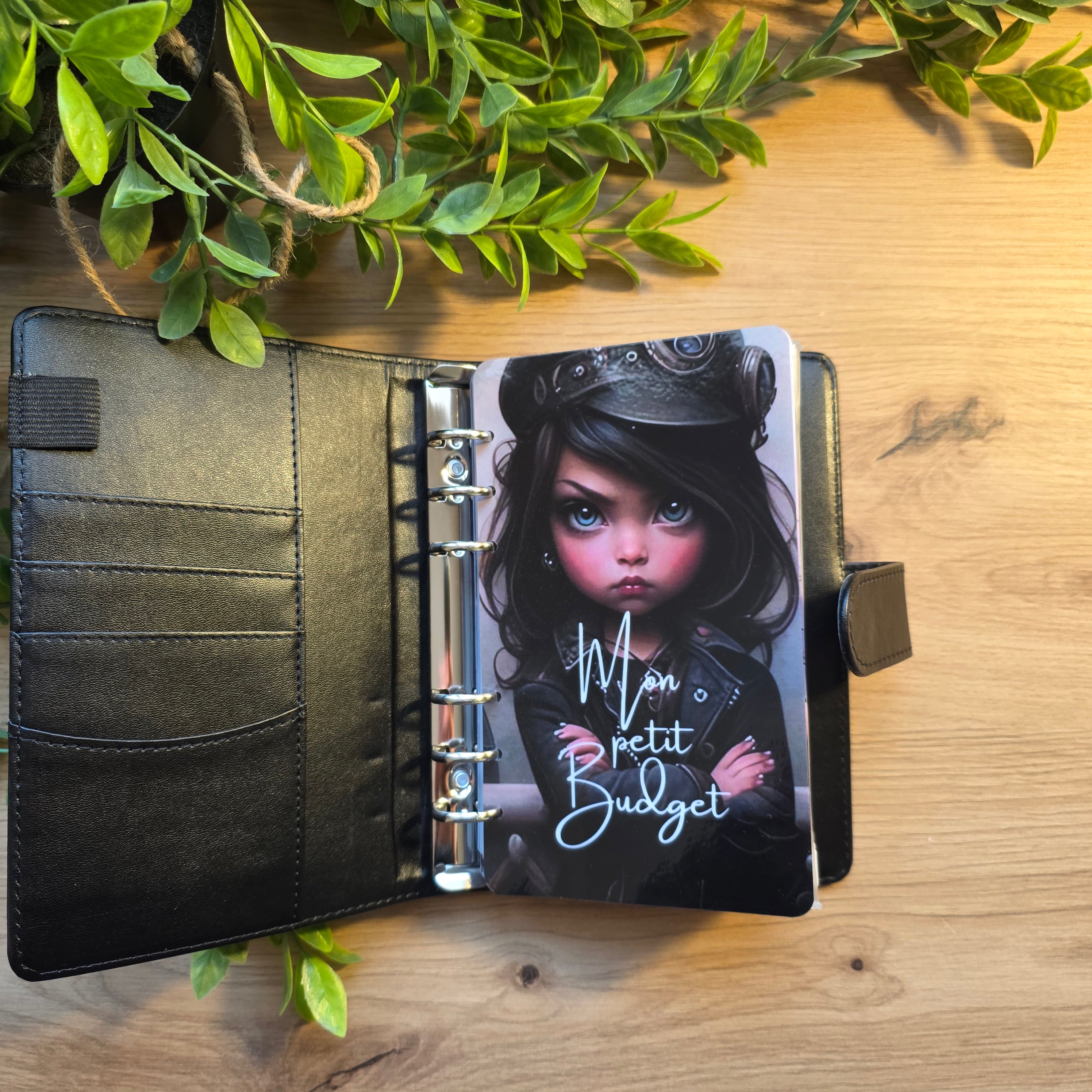 🎸 Classeur de Budget Complet "baby doll " – Noir Intense (A6)