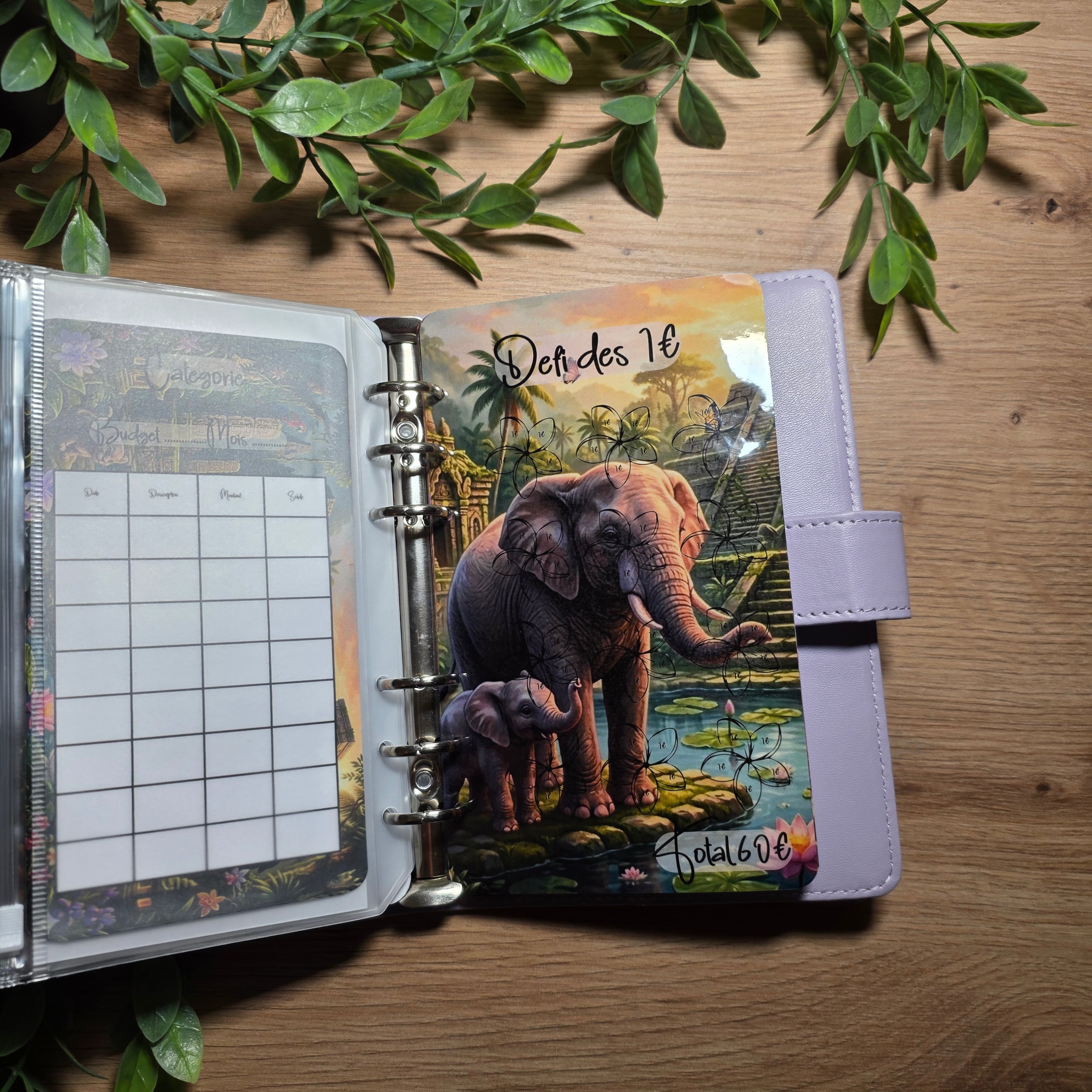 🐘 Classeur Budgétaire A6 – Thème Full Éléphant | Fait main