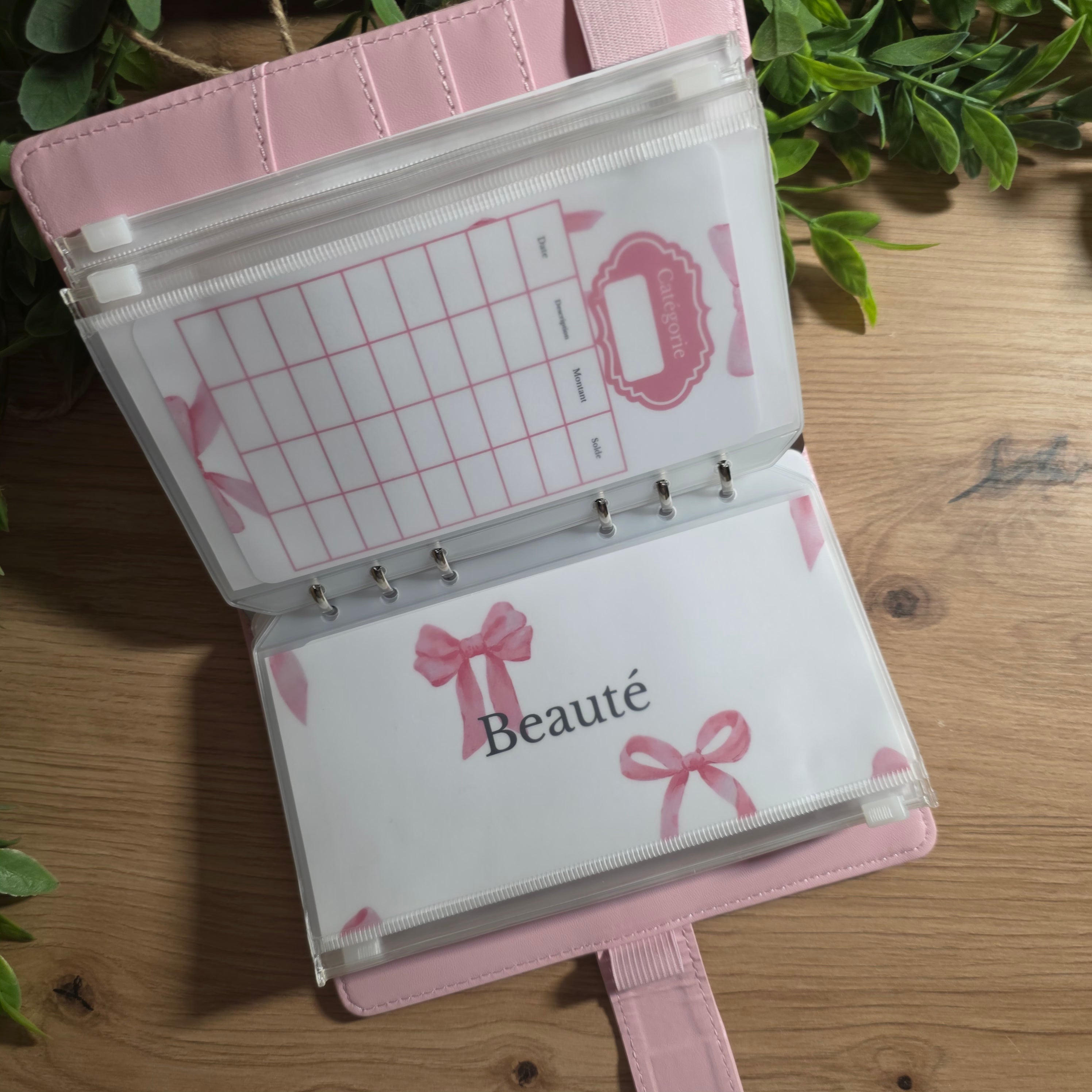 Classeur A6 + Kit Complet - Nœud Rose